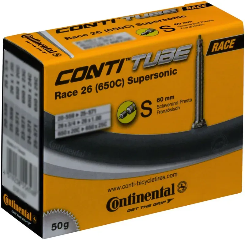 Continental Supersonic Tube 26/650c 18-25mm 60mm Presta Valve in Black